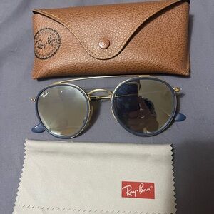 Ray-Ban Round Double Bridge mirrored Sunglasses like new